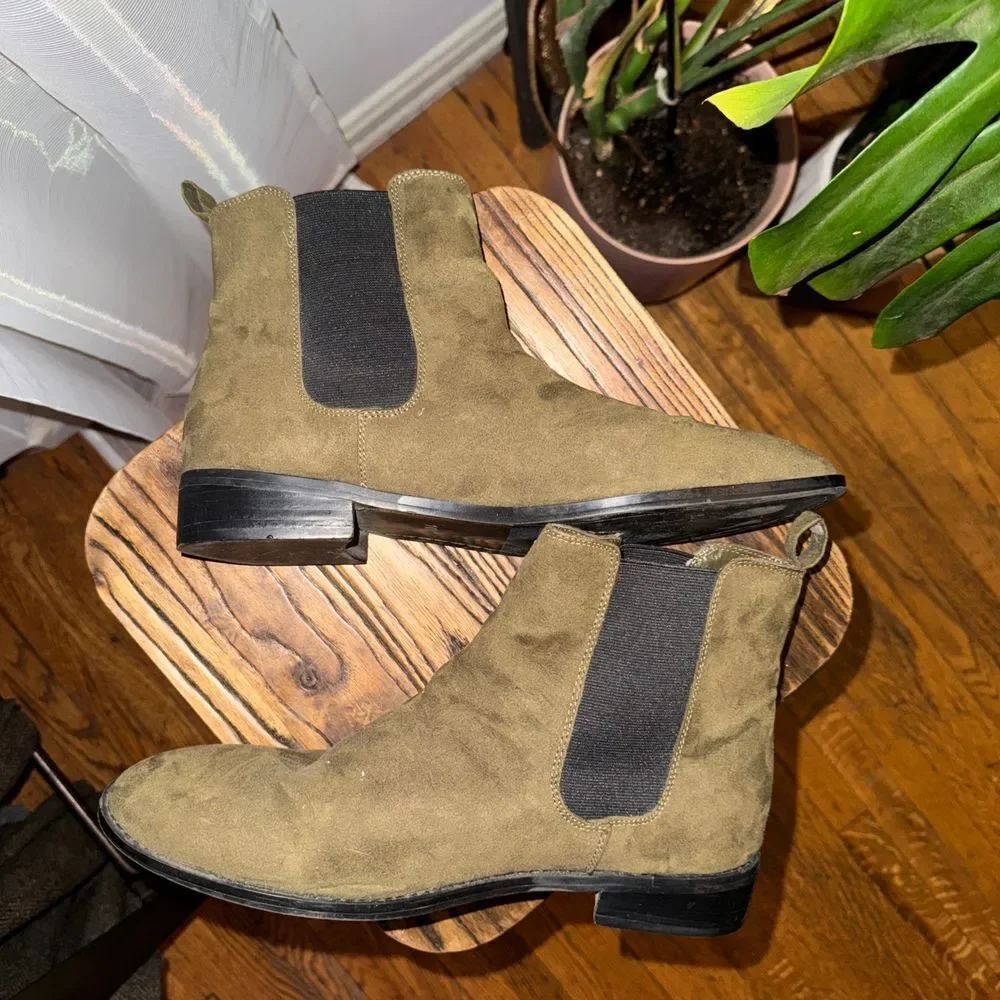 Chelsea Boots Olive Desert Boots Elastic Side Panels‎ Casual Ankle Boots size 10
